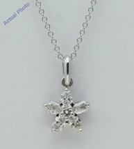 18k White Gold Round Six Stone Flower Diamond Pendant (0.45 Ct F SI1 Clarity) - £896.49 GBP