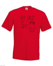 Mens T-Shirt Cute Relaxed Cat Quote Got Cats?, Funny Kitty TShirt Kitten Shirt - £19.77 GBP