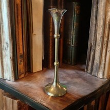 Vintage Brass Candle Stick Holder Tapered Graduated Gold Metal Ball India 9&quot; - $23.11