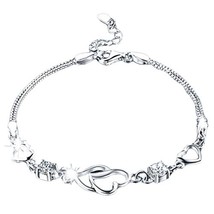 Sterling Silver Beautiful Heart Bracelet For Woman - £16.65 GBP