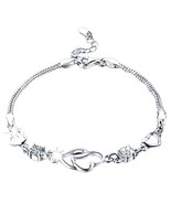 Sterling Silver Beautiful Heart Bracelet For Woman - £16.92 GBP