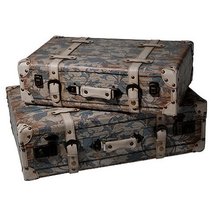 A&amp;B Home Antiquued Suitcase Shaped Trunk Set of 2 - £110.82 GBP