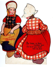 Vintage Valentine&#39;s Day Card Dutch Girls Ernest Nister London Diecut Fig... - $9.46