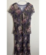 Vintage Jessica Howard Purple Floral Short Sleeve Layered Maxi Dress Siz... - $49.49