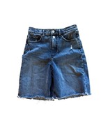 90S Bermuda Super High-Waist Denim Shorts By Express Size 4 Frayed Hem - $17.32