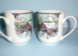 Johnson Brothers Friendly Village 2 Coffee Mugs Covered Bridge New No Box - £17.05 GBP