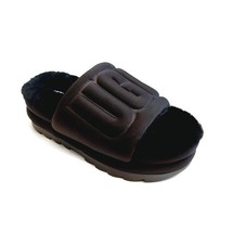 UGG Maxi Graphic Slide Sheepskin Platform Sandal Womens Size 7 Black 1131992 - £47.10 GBP