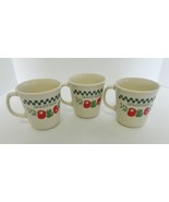 Farm Fresh Corelle by Corning Three Flat Coffee Cups / Mugs Fruits Green... - $19.68