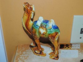 Chinese Mud Camel 6.25&quot;x5.25&quot; yellow Mudman Mud Man Tang style Sancai marked - $33.74