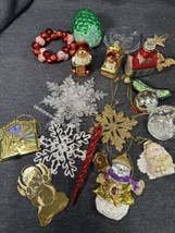 Lot of 17 Christmas Glass Ornaments Santa Snowman Bear Current &amp; Vintage - £9.31 GBP