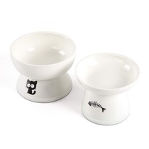 FOREYY Raised Cat Food and Water Bowl Set, Elevated Ceramic Cat Feeder B... - $35.99