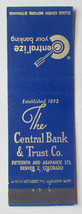 The Central Bank &amp; Trust Co. - Denver, Colorado 20 Strike Matchbook Cover CO - £1.56 GBP