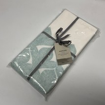 West Elm Cotton Light Blue Fleur Border Dinner Napkins Set of 4 NEW Discontinued - £35.79 GBP