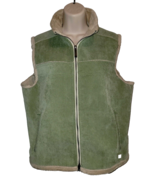 Woolrich Fleece Corduroy Vest Sage Green Womens Size L Zip Front Soft Ou... - $551.76 MXN