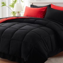 Anluoer Queen Comforter Set 7 Piece, Black Bed In A Bag With, 1 Fitted S... - $44.92