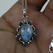 925 Sterling Silver Moonstone Handmade Necklace 18&quot; Chain Festive Gift PS-1678 - £24.95 GBP