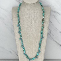 Faux Turquoise and Silver Tone Heart Beaded Slip Over Necklace - £5.51 GBP
