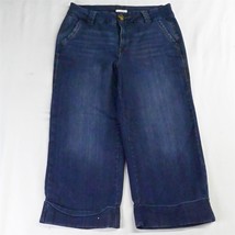 Maurices 12 Wide Leg Cuffed Cropped Dark Rinse Stretch Denim Womens Jeans - $21.24