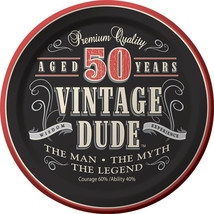 Creative Converting 8 Count Vintage Dude 50th Birthday Round Dessert Plates - 41 - £29.03 GBP