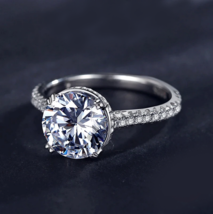 Luxury 925 Sterling Silver 3CT Exquisite Round Cut Dazzling Zircon Ring - £39.95 GBP