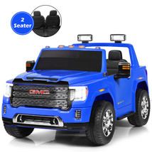 12V 2-Seater Licensed GMC Kids Ride On Truck RC Electric Car w/Storage Box Blue - £487.18 GBP