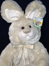 Fiesta Bunny Rabbit Plush Easter Furry Stuffed Animal GIFT TAG 15&quot; Cream Color  - £52.37 GBP