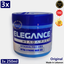 3x Elegance Extra Strong Hold Hair Styling Gel 250ml Vitamins Pro-VB5 Protection - £22.90 GBP