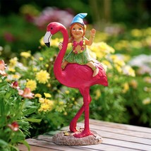 Gnome and Flamingo Garden Statue Gifts - Garden Decor 6*11 inch (Lady) - £43.00 GBP