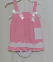 I Love Baby Pink White Sun Dress Ruffle Bloomers Size 90cm 2 to 3 Year Old - £10.29 GBP