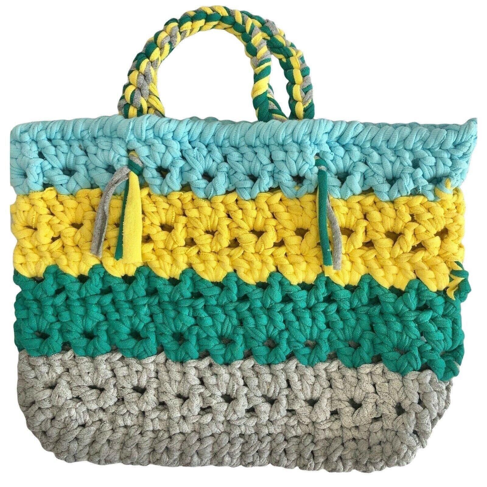 Primary image for Hand crafted Crocheted Purse Bag Recycled T-Shirts NEW