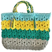 Hand crafted Crocheted Purse Bag Recycled T-Shirts NEW - £19.67 GBP