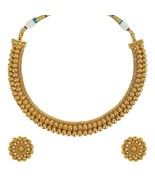 8K Gold Plated Traditional Stylish Golden Necklace with Earrings for Wom... - £19.43 GBP