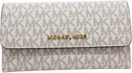 Michael Kors Jet Set Large Trifold Vanilla Signature Wallet 35F8GTVF3B NWT FS - £67.61 GBP