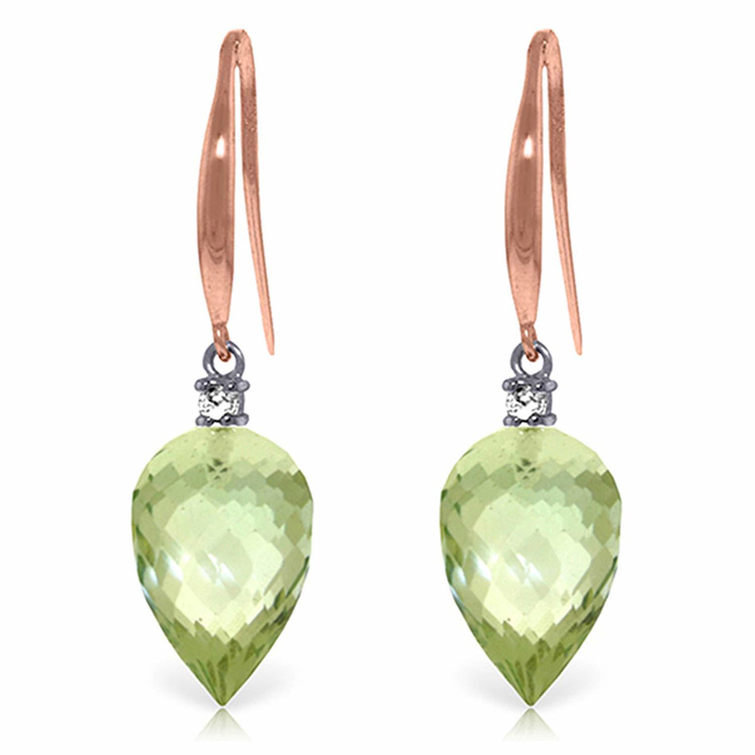 Galaxy Gold GG 14k Rose Gold Fish Hook Earrings with Diamonds and Pointy... - $533.60