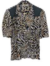 Jordan Women&#39;s Blouse Top Brown Leopard Tiger Print Size 11/12 - $14.85