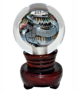 Vintage Reverse Painted Great Wall Of China Art Glass Paperweight Artist... - $61.54 CAD