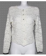 VTG La Costa Spa Ivory Stretch Textured Lace Button Front L/S Blouse Top... - $33.94 CAD