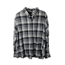 Eddie Bauer Men&#39;s Cotton Flannel Long Sleeve Black White Plaid Size Large - $22.99