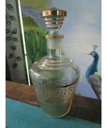 DECANTER BOTTLE WITH STOPPER CLEAR AND GOLD LINES  7&quot; X 3 1/2&quot; [GL-11] - $63.80 CAD