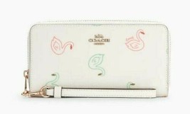 New Coach C8384 Long Zip Around Wallet with Swan Print Chalk Multi - £83.26 GBP
