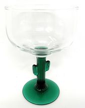 Cactus Margarita Glass 8 oz 6in Tall 3in Across Green Saguaro Clear Stem... - $12.80