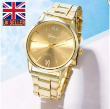Mens Watch Business Fashion with Stainless Steel Strap Gold Quartz Date UK - $9.26