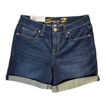 Seven7 Womens Weekend Short Jean Shorts Blue Cuffed Dark Wash Mid Rise 4... - £15.00 GBP