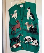 Vtg 1995 Susan Bristol Button Front Cardigan Sweater Vest Hunting Dogs (S) - $49.50