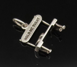925 Sterling Silver - Vintage Hold Me Tight Love Bench Charm Pendant - P... - £19.95 GBP