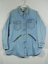 Vintage ZANA DI Women&#39;s Denim Jean Shirt Size 16 Zip Pockets - £15.72 GBP
