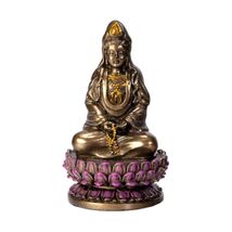 Small Sitting Lotus Kuan Yin Statue 3.4 Inch Hand Painted Resin Guanyin ... - $20.98