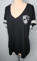 NBA XXL NETS Brooklyn NY Shirt VNeck Black Short Sleeve Basketball Light Stretch - £10.53 GBP