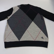 Express Design Studio Men's Pullover Sweater Black/Gray Crew Neck Merino Wool L image 9