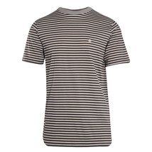 Volcom Men&#39;s T-Shirt Black Grey White Thick Striped S/S Tee (S31) - £13.24 GBP